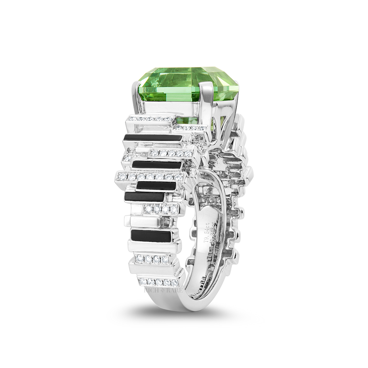 MINT TOURMALINE, ONYX AND DIAMOND BROOCH/RING
